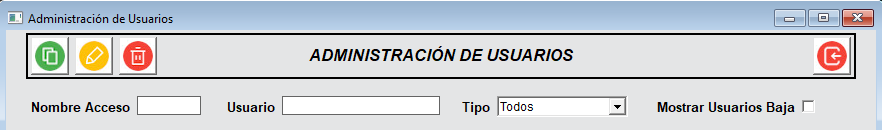 Menú de administración de usuarios en SED