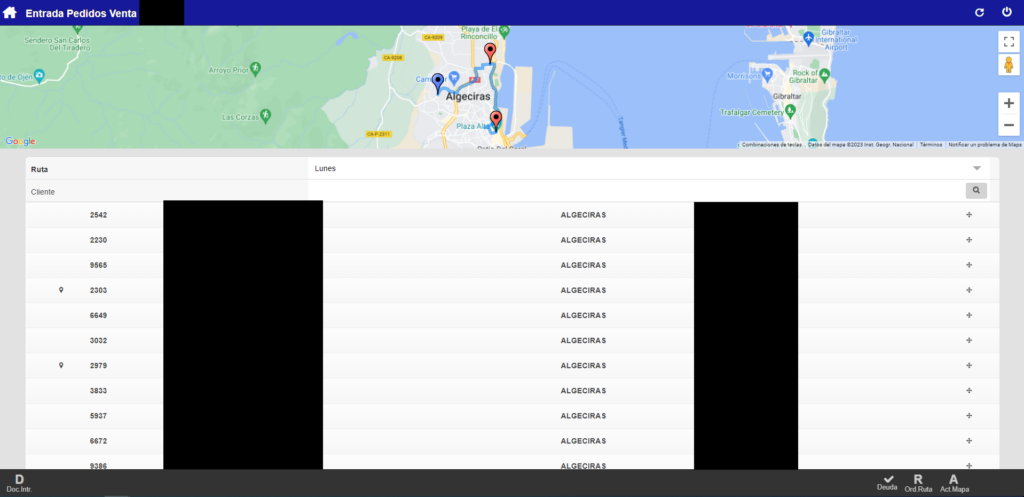 Operaciones comerciales con mapa interactivo avanzado en SED/SEDWEB