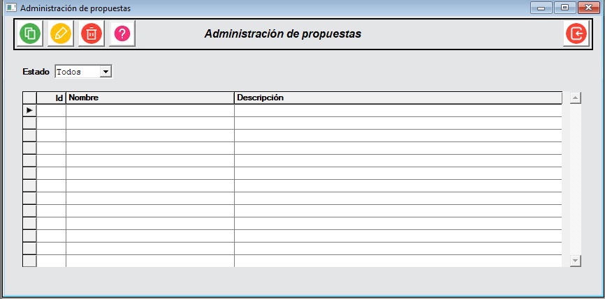 Ventana de administración de propuesta